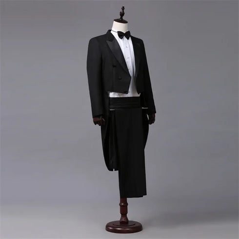 Sophisticated Tailcoat Suit for Performers - Stylish Casual Stage Jacket for All Seasons