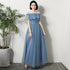 Bridesmaid Dress Elegant Ankle Length Tulle Ball Gown With Pleat Sash Built In Bra Prom Bridal Gown