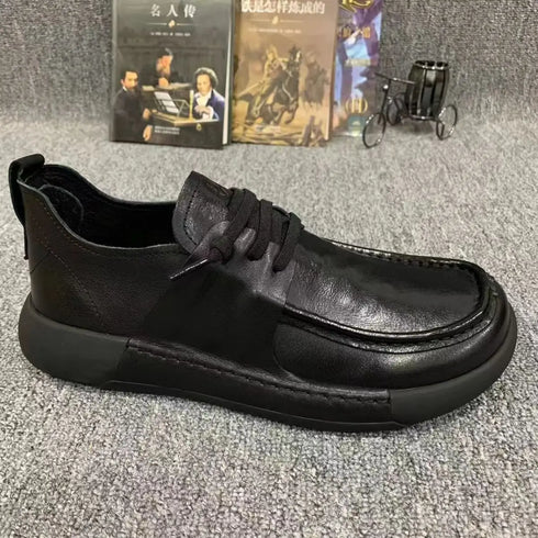 Versatile Thick Soled Casual Business Men's Shoes - Genuine Leather Spring and Autumn Footwear for Stylish Comfort