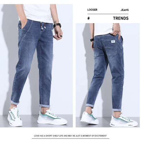 Korean Street Luxury Work Pants Men's Jogger Jeans Denim Wear