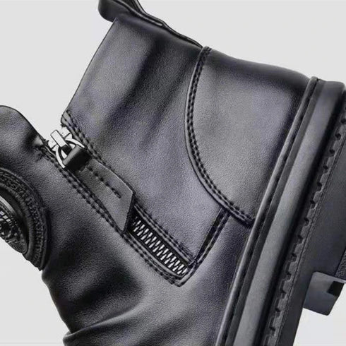 Luxury British Style Ankle Boots for Men - Retro Leather Motorcycle Zipper Design