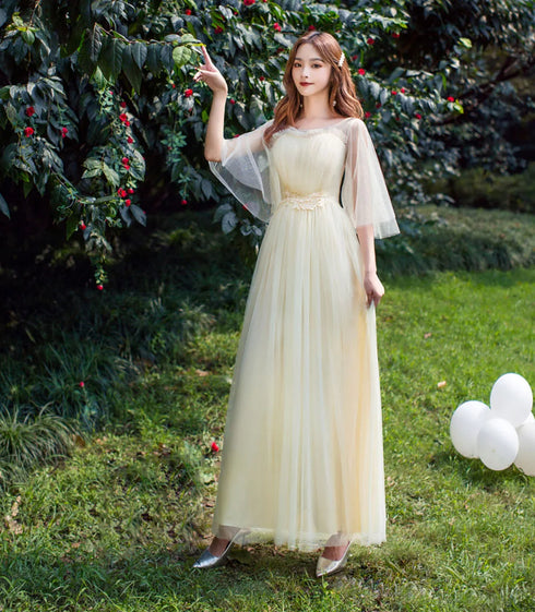 Bridesmaid Dress Elegant Tulle Ankle Length Gown With Elastic Waistband And Appliques Bridesmaid Dresses