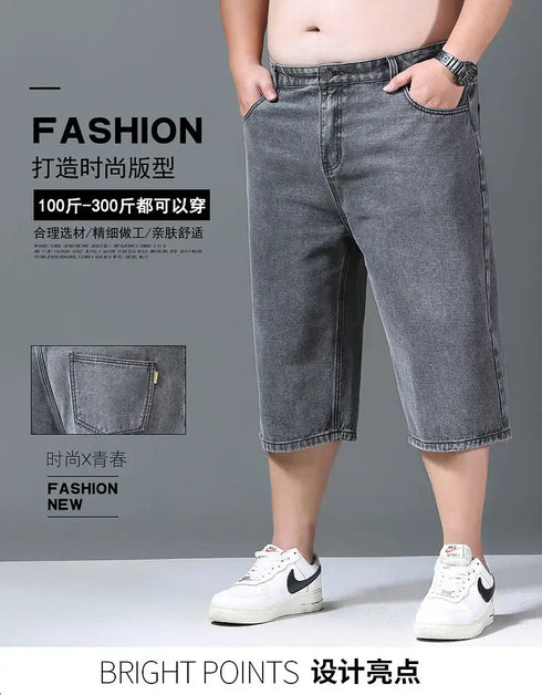Summer Big Size Men Essentials Oversize Denim Shorts Casual Jorts