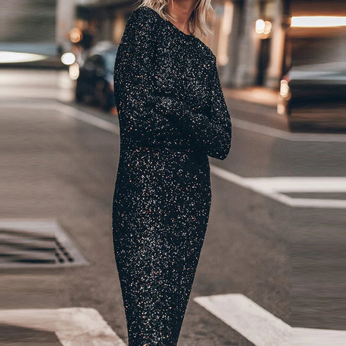 Elegant Sequins Glitter Party Dress For Formal Occasion Women