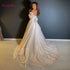 Two Pieces Short Sleeves Princess Wedding Dress Detachable Train Bridal Evening Party Gowns