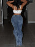 Vintage Y2K High Waist Women's Jeans with Tassel Holes and Feather Details - Casual Denim Wide Leg Pants for Spring Streetwear and Fall Outfits Inspiration