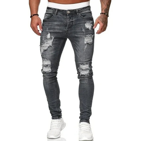 Ripped Slim Fit Denim Distressed Ankle Length Mens Jeans