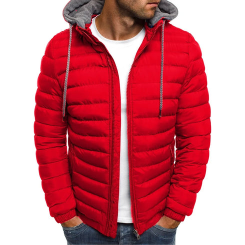 Oversized Men's Detachable Hat Padded Hooded Cardigan with Drawstring - Thick Warm Winter Jacket Outerwear for Casual Style