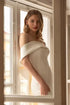 Modern Off The Shoulder Sheath Mermaid Wedding Dress Big Bow Long Train Custom Made
