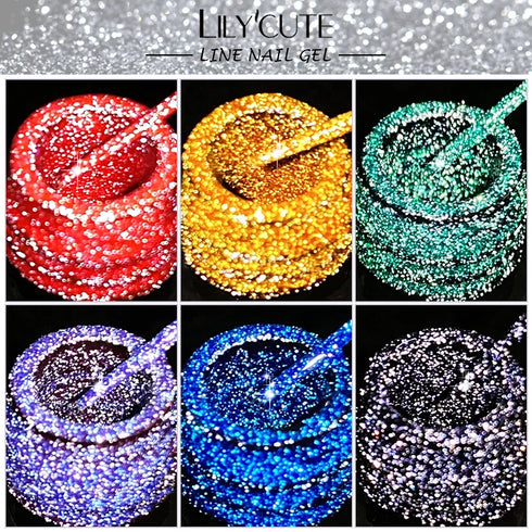 Reflective Glitter Gel Nail Polish for DIY Nail Art – Semi-Permanent Soak Off UV Graffiti Stripe for Stunning Fall Season Nails