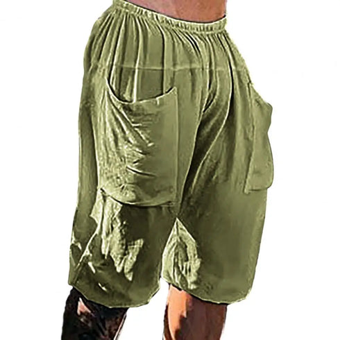 Fashion Summer Men's Linen Shorts Cargo Beach Shorts for Men