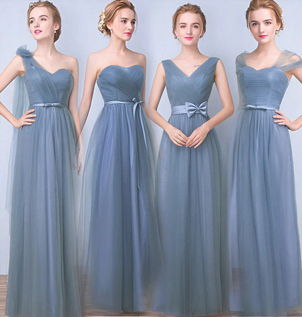 Elegant Sleeveless Tulle A-Line Bridesmaid Dress With Satin Belt And Lace Up Bow For Weddings
