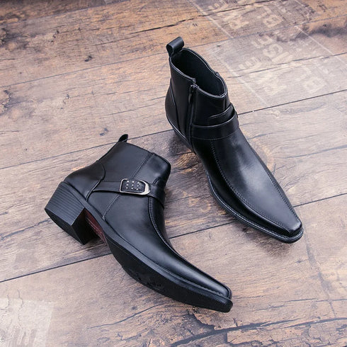 Retro Leather Chelsea Boots for Men - Stylish Pointed Toe Ankle Footwear