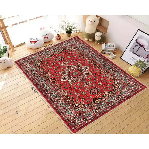 Retro Persian Carpet Abstract Ornament Rug for Living Room Bedroom Non Slip Floor Mat