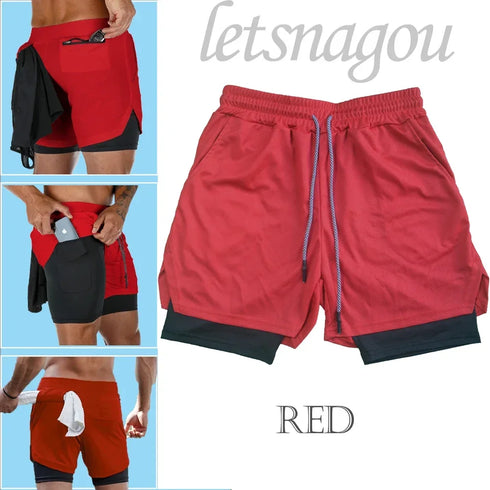 Men's Gym Shorts Camo 2 in 1 Performance Fitness Shorts Summer