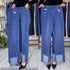 Elastic Waist Jeans For Women High Waist Wide Leg Denim Pants Loose Fit Casual Trousers