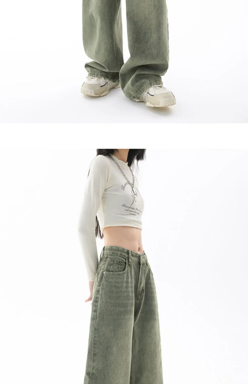 Chic High Waist Loose Straight Leg Women's Jeans for Effortless Streetwear Style - Ideal for Casual Y2K Fashion and Fall Outfit Inspiration