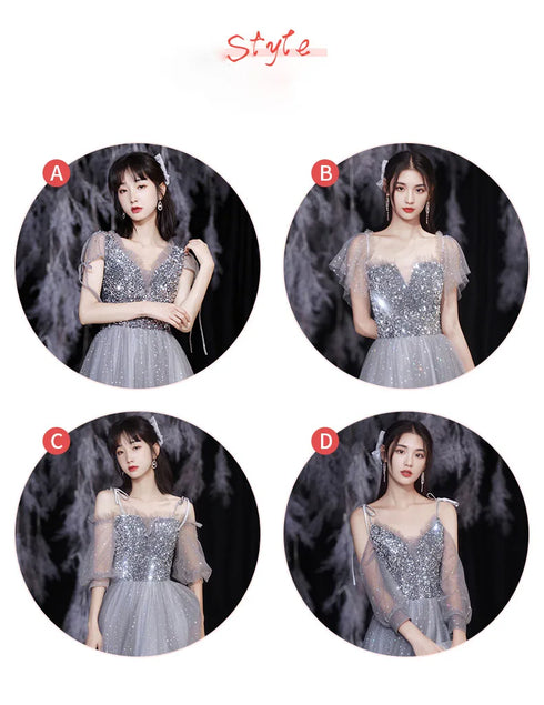 Off Shoulder Lace Illusion A Line Dress Floor Length Glitter Tulle Bow Bridesmaid Dress