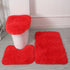 3 Piece Solid Color Bathroom Carpet Set Non-Slip Toilet Lid Cover Rugs Kit