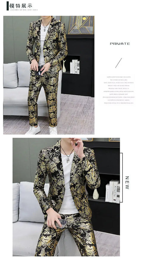 Men's Shiny 2-Piece Suit Set for Weddings - Smart Casual Style with Jacket and Pants