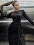 Elegant O-neck Long Sleeve Bodycon Evening Party Dresses