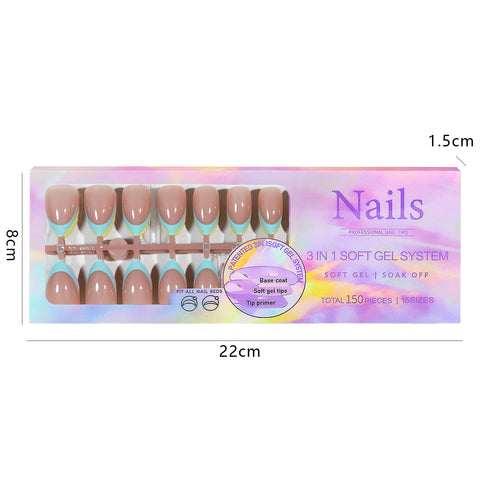150Pcs Coffin Almond French False Nails Set - Reusable Acrylic Press On Nail Tips for Effortless Style and Glamour