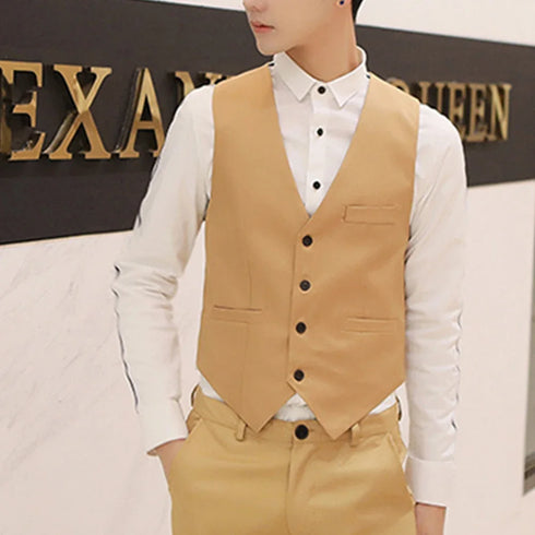 Men's Formal V Neck Tuxedo Vest - Tailored Fit Waistcoat for Business Events and Gatherings