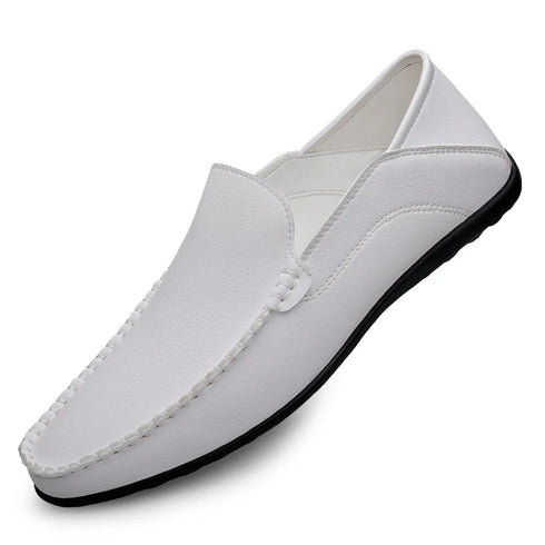 Luxury Genuine Leather Men's Casual Slip-On Loafers, Italian Moccasins, Breathable and Comfortable Boat Shoes in Plus Sizes 46 and 47