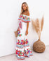 Elegant One-shoulder Short-sleeved Dress For Women Fashion Splicing Floral Print Dresses