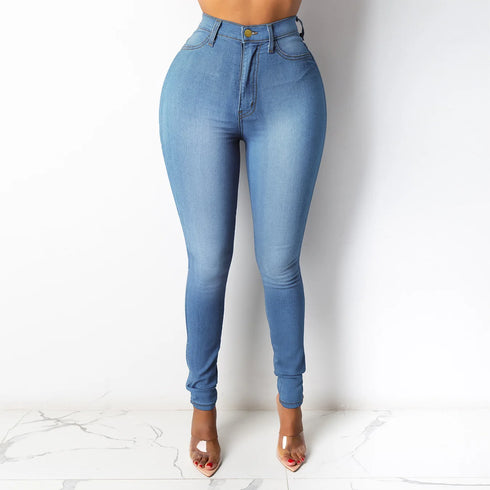 Casual Slim Fit High Waist Elastic Denim Pencil Pants for Women - Perfect for Fall Outfits with Jeans in All Seasons, S-3XL Sizes Available