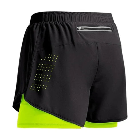 Men's Running Shorts Quick-Drying Fitness Jogging Double Layer Shorts Workout Training Bodybuilding Pants