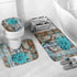 4 Piece Doormat Shower Curtain Set with Non-Slip Rugs Toilet Seat Cover and Bath Carpet for Bathroom Decor