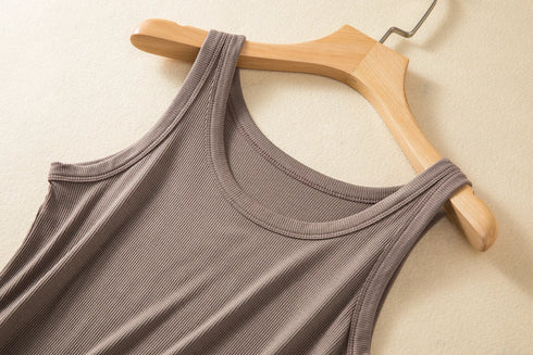 Versatile Solid Color Summer Women's Rib Cotton Tank Tops - Soft Sleeveless Streetwear Tees for Effortless Casual Style, Perfect for All Matching Outfits