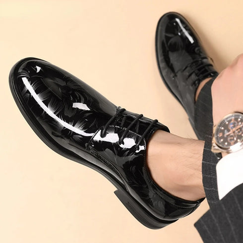 Luxury Floral Pattern Leather Oxford Dress Shoes for Men - Stylish Formal Footwear for Office, Weddings, and Career Events