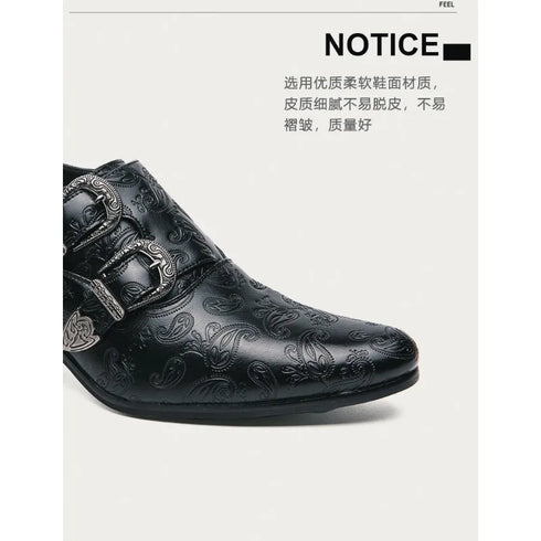 Men's Wedding Shoes Fashion Slim Fit Pointed High Heel Leather Dress Shoes Classic Vintage Style
