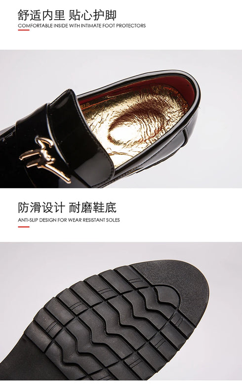 Elegant Men's Pointed Toe Dress Shoes – Luxurious Patent Leather Oxfords for Wedding and Party Occasions, Perfect for Office & Career Events