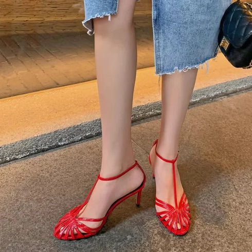 Sexy T Strap Heels For Women Sandals Narrow Band Party