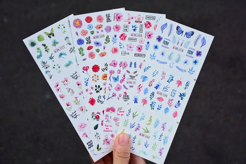 12 Floral Patterns Summer Nail Water Decals - Daffodils, Lilies, and Tulips for Stunning Nail Art Transfers and DIY Manicure Accessories