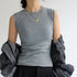 Women's Casual Cotton Sleeveless Camisole Vest with Round Neck, Side Cleavage Coverage, and Comfortable Stretch for Spring/Summer Fashion