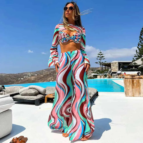 Sexy 3Pcs Bikini Sets Swimwear For Women Push Up Brazilian Biquini Linen Set
