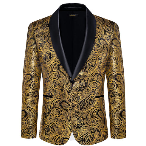 Men's Slim Fit Single Button Paisley Blazer Jacket for Business, Party, Wedding, and Prom - Stylish Formal Wear for All Seasons