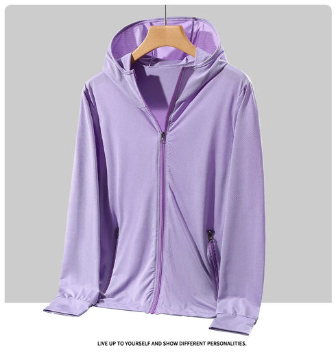 Plus Size Lightweight Summer Windbreaker Jacket for Men - Hooded, Quick-Drying, UPF 50 Sun Protection, Breathable Casual Coat for Outdoor Activities