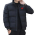 Versatile Winter Down Jacket for Men - Casual Solid Color Thick Warm Outerwear with Printed Design and Appliques