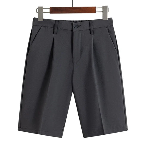Summer Men's Suit Shorts Solid Color Business Casual Knee-length Pants