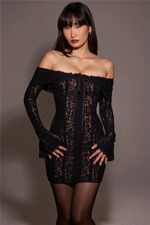 Mozision Lace Off-shoulder Sexy Maxi Dress Elegant Evening Dress