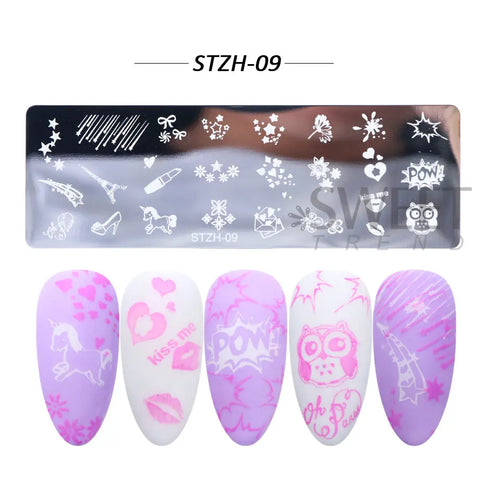 Winter Wonderland Nail Art Stamping Plate with Snowflake, Butterfly, and Rose Leaf Designs - Perfect for DIY Christmas Nail Polish Printing Template Tool