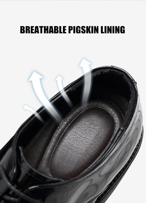 Elevator Dress Shoes for Men Patent Leather Heighten Formal Oxfords