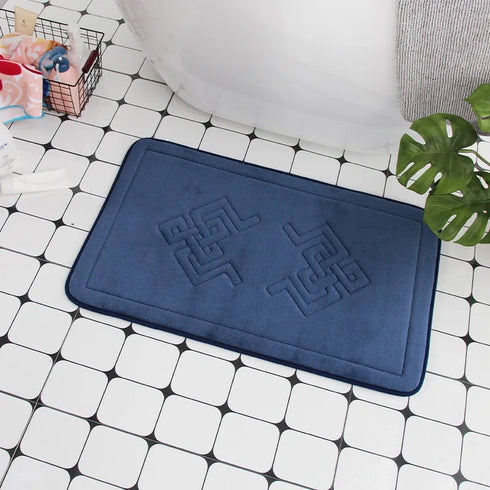 Cobblestone Embossed Non-Slip Bath Mat Memory Foam Carpet for Bathroom Shower Room Doormat