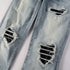 Men's Ripped Denim Jeans with Leather Patches - Stylish Streetwear High Stretch Skinny Trousers