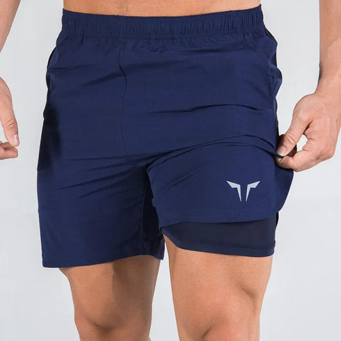 Men's Summer Gym Fitness Double-Decker 2 in 1 Shorts Sports Running Basketball Jogger Bottoms
